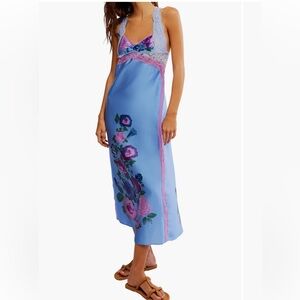 Free People Lavender and Rose Floral Slip Dress